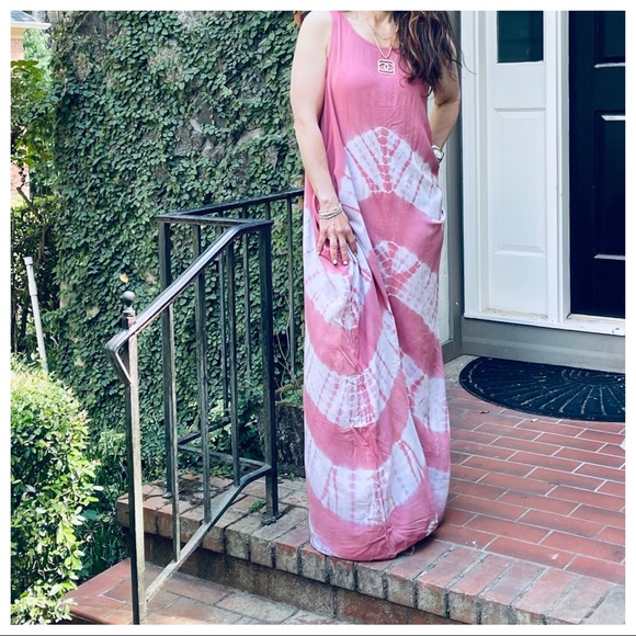 #07 Tie Dye loose fit sleeveless pockets maxi dress - Picture 5 of 8